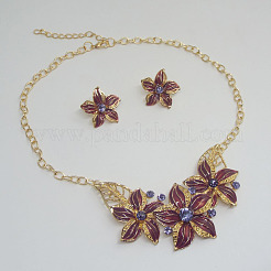 Ensembles de boucles d'oreilles et de colliers en alliage de strass et d'émail&nbsp;FS-WG43F39-02