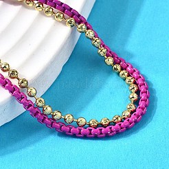 Doppelreihige Armbänder aus Messingperlen&nbsp;BJEW-U040-02G-01