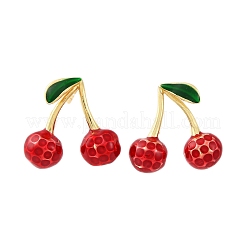 Boucles d'oreilles pendantes en laiton émaillé cerise&nbsp;EJEW-U062-02B-G