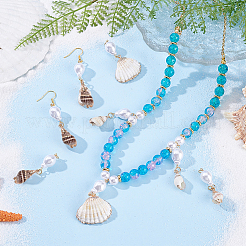 8 stücke 4 arten natürliche spirale shell anhänger und abs kunststoff imitation perlen&nbsp;PALLOY-PH01748