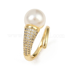 Manschettenringe aus Messing mit Mikropavé-Zirkonia für Damen&nbsp;RJEW-F186-01G