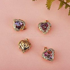 4 Stück Messing-Strass-Anhänger&nbsp;KK-SZ0005-34