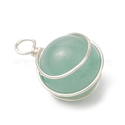 4 stücke 4 arten natürliche rose quarz & aventurin & amethyst & karneol kupfer draht gewickelt ball anhänger&nbsp;PALLOY-TA00217-02