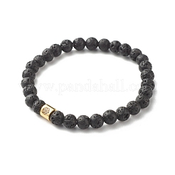 Bracciali elastici per aromaterapia con perline rotonde di roccia lavica naturale&nbsp;BJEW-JB07042