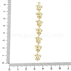 Breloques connecteurs en laiton serties de micro-pavés de zircone cubique transparente en forme d'étoile&nbsp;KK-H539-16G