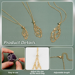Fabricación de collares con bolsitas de macramé de latón para pepitas de piedras preciosas&nbsp;NJEW-PH01556