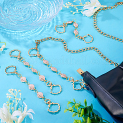 5 Stück Legierung rosa Emaille Muschel Link Tasche Verlängerungsketten&nbsp;HJEW-TAC0103