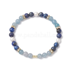 Pulseras elásticas de cuentas redondas de lapislázuli natural&nbsp;BJEW-JB12229-03