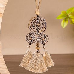 Boho-Halskette mit spiralförmigem Anhänger aus Legierung und Baumwollquaste&nbsp;WG291DA-01