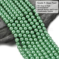 Brins de perles rondes en verre teinté écologique&nbsp;HY-A002-6mm-RB008