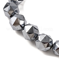 Pulseras elásticas con cuentas de piedra de terahercios redondas con corte de estrella facetada para mujeres y hombres&nbsp;BJEW-H590-04C-04