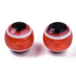 Rondes perles de résine de mauvais œil&nbsp;RESI-R159-10mm-05