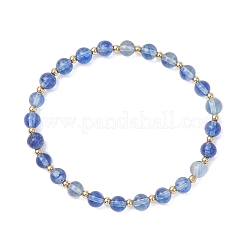 Bracelets extensibles en perles rondes de verre et de pierre de pastèque synthétique pour hommes et femmes&nbsp;BJEW-JB12386-02