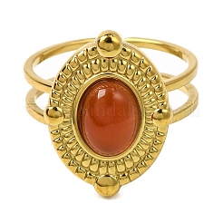 Anillos de dedo ovalados de cornalina natural&nbsp;RJEW-Q822-51G-02