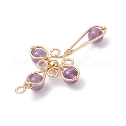 4 pièces 4 styles pendentifs en améthyste naturelle&nbsp;PALLOY-TA00326-01