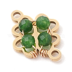 5 pièce 5 styles d'agate mousse naturelle et de jade de Taiwan teinté et d'aventurine verte et de rubis en zoisite et de connecteur en pierre d'or verte synthétique à maillons ronds à facettes&nbsp;PALLOY-JF03251