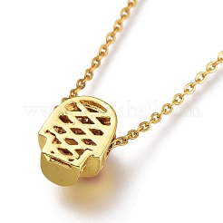 Colliers en laiton avec pendentif avec zircone cubique de micro pave&nbsp;NJEW-A127-05G