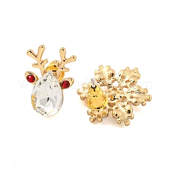 Weihnachtslegierung bunte Strass & Kunststoff asymmetrische Ohrstecker für Frauen&nbsp;EJEW-M256-02B-G