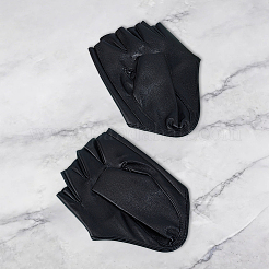 1 par de guantes de medio dedo de cuero sintético&nbsp;AJEW-CL0005-75B