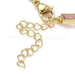 Pulseras de cadena de eslabones con circonita cúbica pavé de latón rectangular para mujer&nbsp;BJEW-P385-05G-03