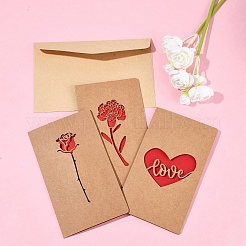 3 jeu de cartes de vœux en papier kraft&nbsp;AJEW-FS0001-27A