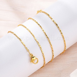 Collares de cadena de eslabones de barra con textura de latón&nbsp;NJEW-D302-65G