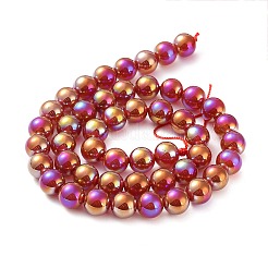Fili di perline di agata rossa naturale elettrolitica&nbsp;G-Z038-B04-02AB