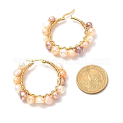 Orecchini di perle naturali vintage per ragazze donne&nbsp;EJEW-JE04643-03