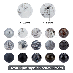 225 Stück 15 natürliche und synthetische Edelsteinperlen&nbsp;G-BC0001-12
