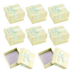 Cajas de regalo cuadradas de papel para anillos de joyería con lazo&nbsp;CON-TAC0010-80B
