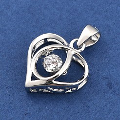 Colgantes de plata fina con pavé de circonitas cúbicas transparentes&nbsp;STER-F062-03P