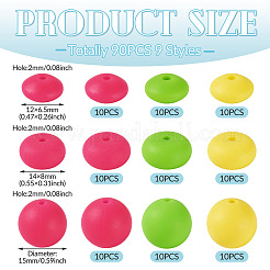 90 pièce de perles focales en silicone rondes et rondelles&nbsp;SIL-TA0003-58