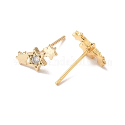 Klare kubische Zirkonia-Triple-Stern-Ohrstecker&nbsp;EJEW-P199-22G