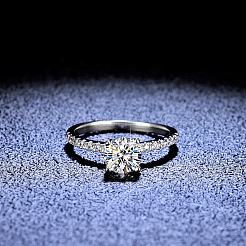Rhodinierte 925 Sterling Silber Pavé 6.5x3.9mm Moissanit Fingerringe&nbsp;WG6D295-30
