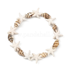 Stretch-Armbänder aus natürlicher Spiralmuschel und synthetischen Türkisperlen für Damen&nbsp;BJEW-JB14069
