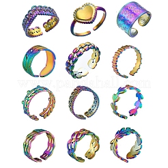 Bague de manchette réglable en acier inoxydable 304 avec placage ionique (IP)&nbsp;RJEW-MSMC002-14