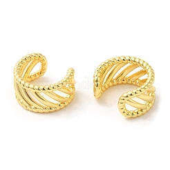 Orecchini a polsino cavo da donna in ottone placcato a cremagliera&nbsp;EJEW-D059-24G