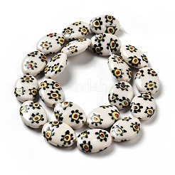 Abalorios de la porcelana hecha a mano impresos&nbsp;PORC-F005-01D