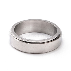 Anlaufgeschützter 201 Edelstahl schlichter drehbarer Fidget Band Ring&nbsp;RJEW-I089-19P