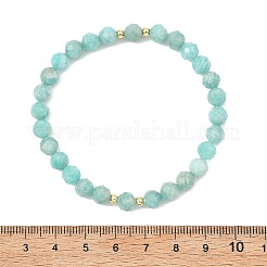 Stretcharmbänder aus natürlichem Amazonit und Messingperlen für Damen und Herren&nbsp;BJEW-JB13795