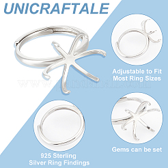 1 pieza ajustable con 925 accesorios para anillos de plata de ley chapados en rodio&nbsp;STER-UN0001-19
