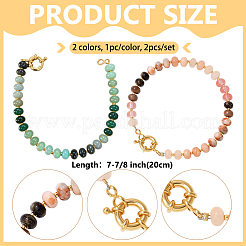 2 Stück 2 Farben natürliche gemischte Edelsteinperlen Stretch-Armbänder&nbsp;BJEW-HY0002-02