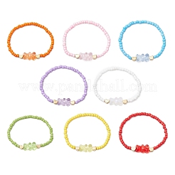 8 Stück Stretch-Armband-Set aus Glasperlen in 8 Farben&nbsp;BJEW-JB11234