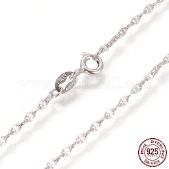 Collane a catena con maglie marine in argento sterling rodiato anti-ossidazione 925&nbsp;STER-L059-13P