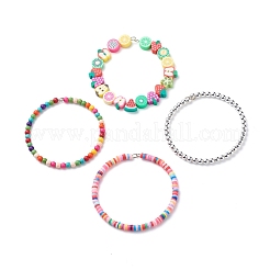 Set di 4 braccialetti con perline di argilla polimerica fatta a mano in stile 4&nbsp;BJEW-JB08693