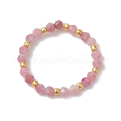 Bagues extensibles en perles de tourmaline naturelle pour femmes&nbsp;RJEW-JR00868-05