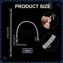2 asa redonda para bolso con cordón de aleación y rhinestone&nbsp;AJEW-PH0007-73A
