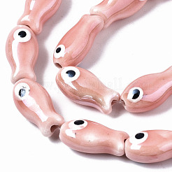 Brins de perles en céramique de porcelaine faites à la main&nbsp;PORC-T006-03I
