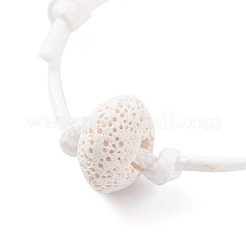 Bracciale in cordoncino con perline di roccia lavica naturale&nbsp;BJEW-JB07681-01