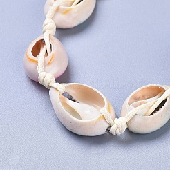 Pulseras de cuentas trenzadas de concha de cowrie impresas ajustables&nbsp;BJEW-JB04273
